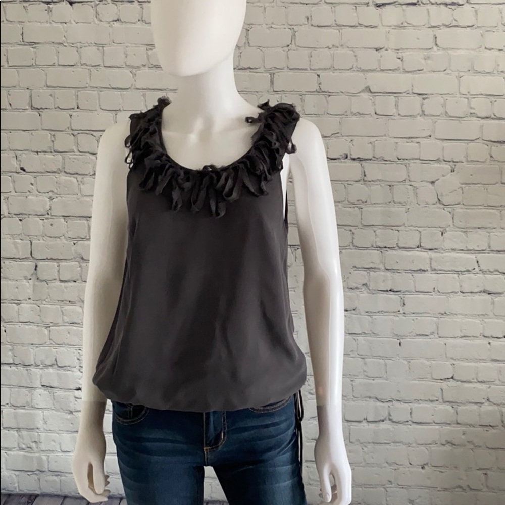 Banana Republic Charcoal Grey Fringe Neckline